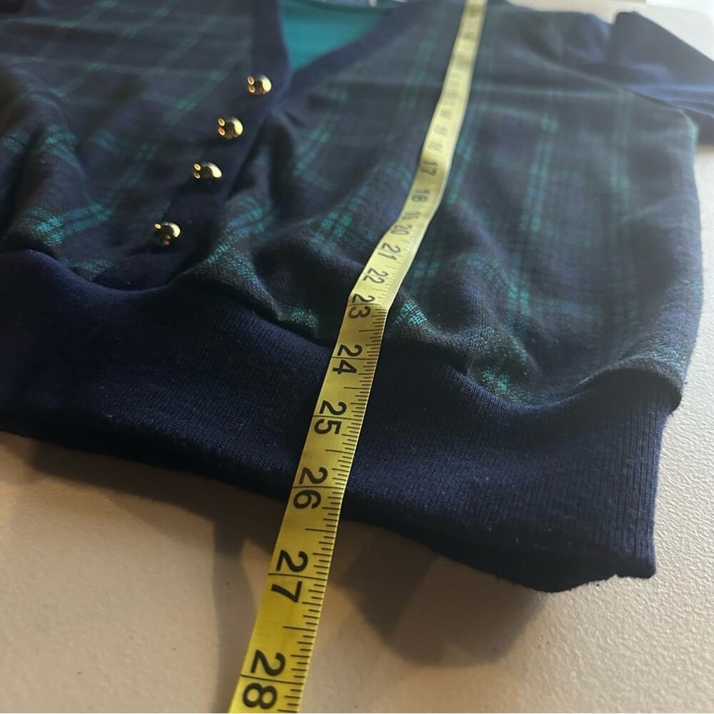 Vintage Cape Cod Faux Cardigan Sweater, Plaid, Button Front, Blue, MEDIUM, USA - Picture 8 of 8